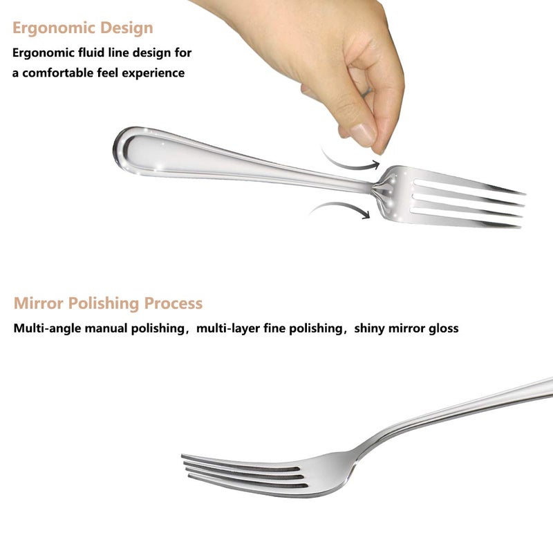faderic Dinner Forks,6-Pieces Table Forks,Cutlery Fork Stainless Steel 8-inch,Silver,Round handle - Image 3
